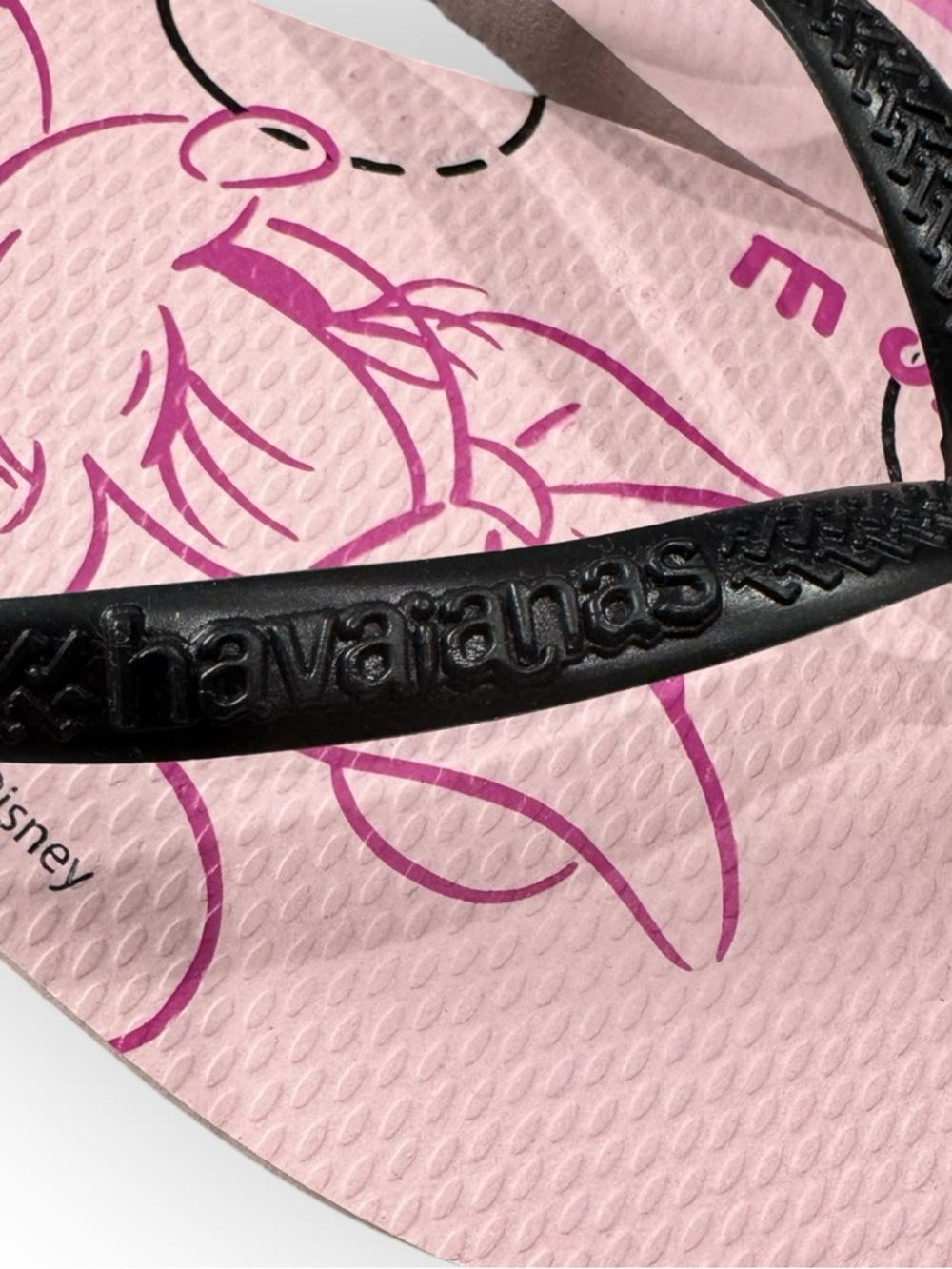 NWOT Havaianas Pink Minnie Mouse Graphic Slim Flip Flops with Black Straps - Picture 7 of 8